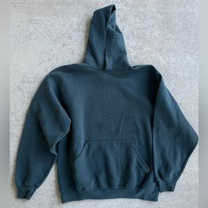 Vintage 90s Russel teal green hoodie sweatshirt fleece pullover top